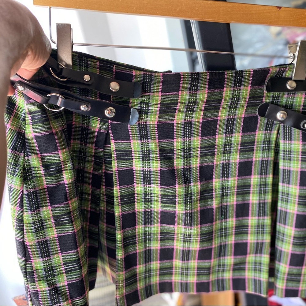 Plaid Women's Skirt in Green and Black
